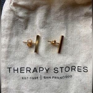 Therapy Stores Gold Bar Stud Earrings